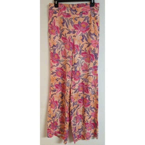 Women's OLD NAVY Floral Print High Waisted Wide Leg Playa Pants Medium Tall - Picture 4 of 10